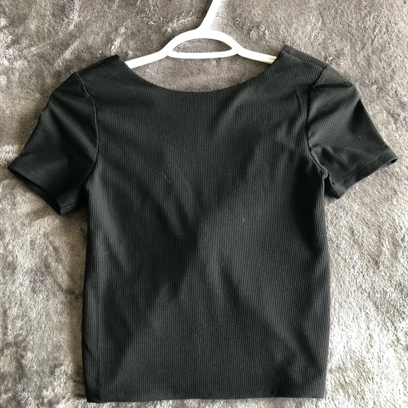 Black Crossed Back Crewneck Tee - Picture 2 of 2